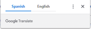 Header of browser showing Google translate options